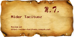 Mider Tacitusz névjegykártya
